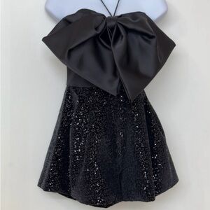 Zara Black Sequin Romper with Bow